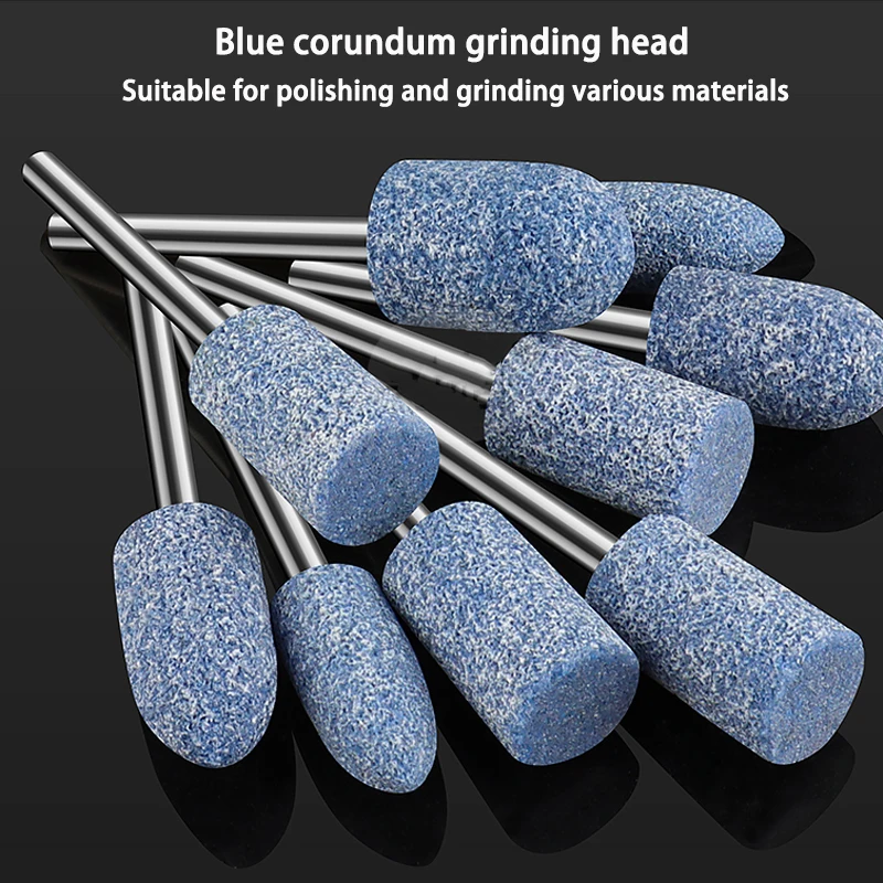 Blue Corundum Small Grinding Wheel Grinding Head 3mm Handle Flint Electric Grinding Head  Metal Rust Removal Polishing