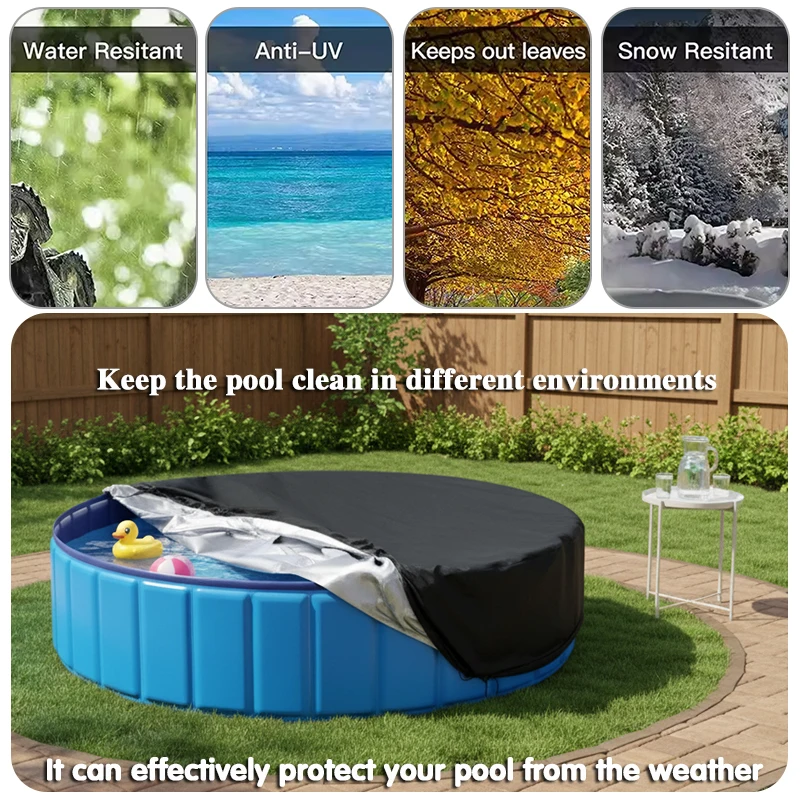 Portable Waterproof Foldable Round Pool Cover Dustproof Insect Resistant for Inground Pool Protector Dust Cover Boat Accessories