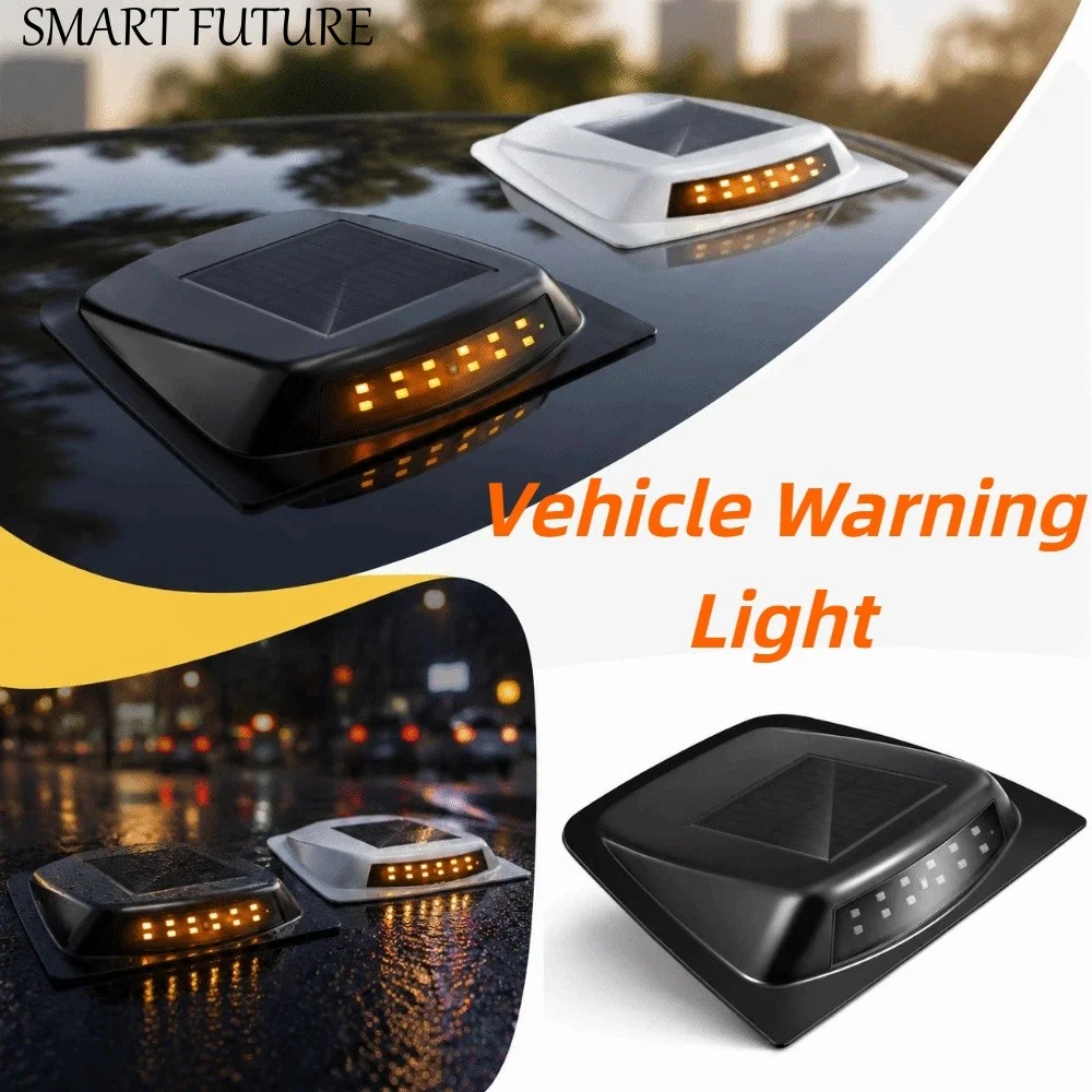 solar-charging-design-solar-powered-car-light-soft-flashing-light-simple-adhesive-installation-led-warning-light