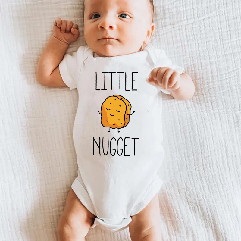 Little Nugget Baby Announcement Newborn Baby Bodysuits Summer Boys Girls Romper Body Pregnancy Reveal Clothes Infant Shower Gift
