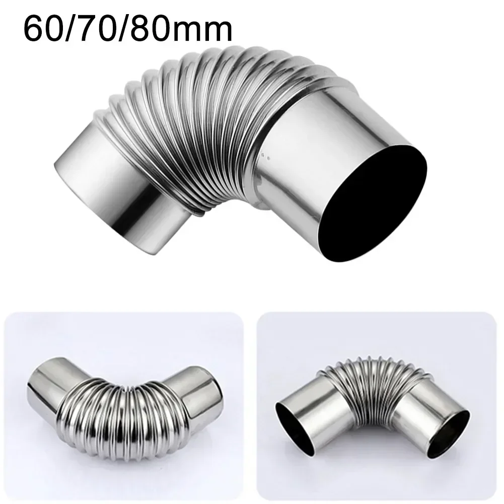 60mm/70mm/80mm Stainless Steel 90 Degree Elbow Pipe Chimney Liner Bend 90° Multi Flue Stove Pipe Union Adapter