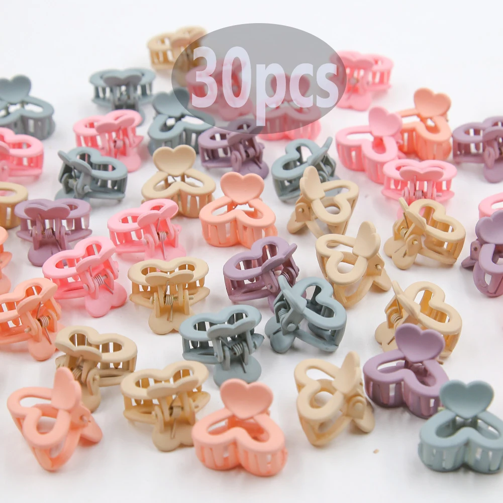 30pcs Mini Hair Claws Macaron Color Kids Small Crab Clip Baby Girls Plastic Hair Claw Hairpin Ponytail Dreadlocks Hair Clip