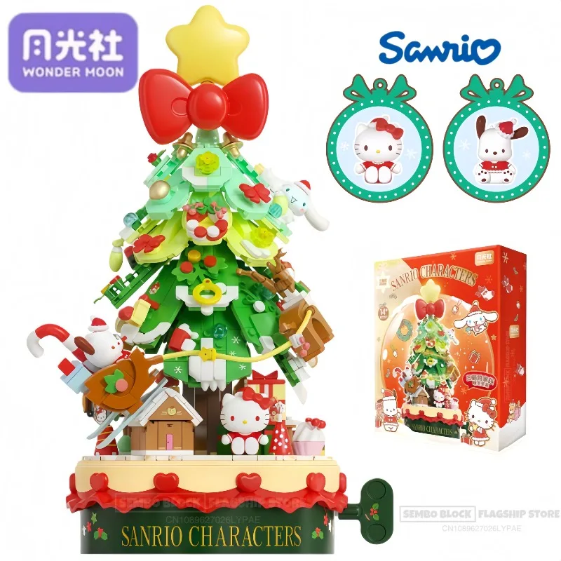 

Sanrio Christmas Tree Assembled Building Blocks Music Box Cartoon Toy Model Desktop Collection Ornaments Christmas Holiday Gifts