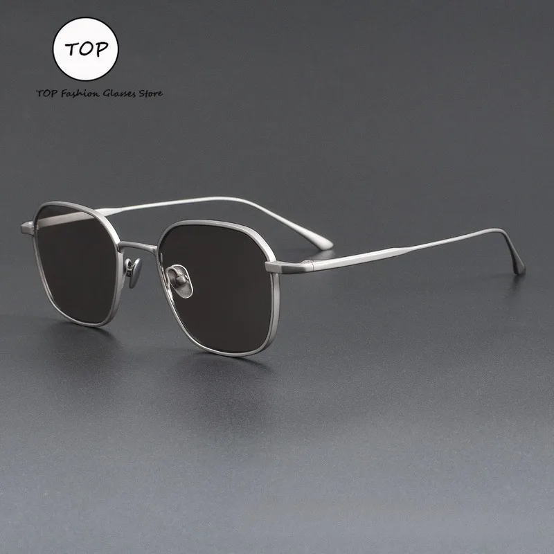 

High-quality Pure Titanium Square Frame Men's Sunglasses UV400, Trendy and Personalized Street Style Women's Sunglasses