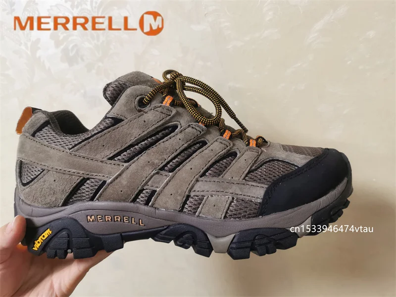 Merrell-zapatos de senderismo al aire libre para hombre, calzado antideslizante con absorción de impacto, resistente al desgaste, de cuero genuino, transpirable, 2023