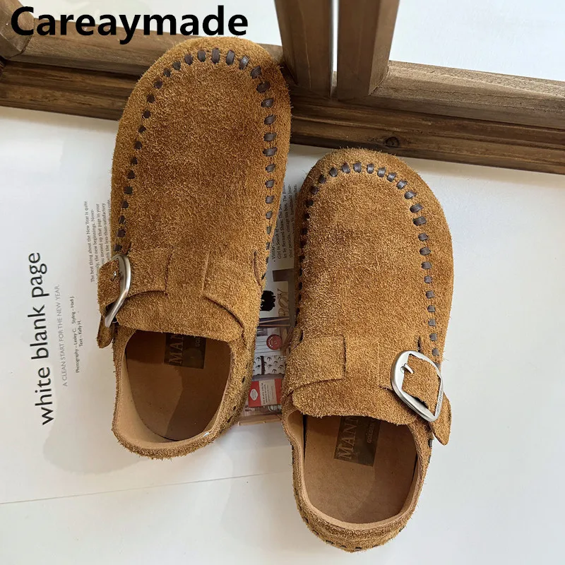 

Careaymade-Genuine leather wider toe Pure handmade women's shoes,Soft soled soft faced Boken shoes,autumn cowhide single shoes