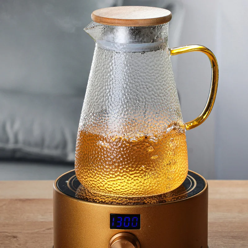 J1UL1N Glass Cold Water Kettle,Iced Fruit Juice Tea Water Jug,Glass Pitcher Water Carafe With Handle,Cold Water Pitcher