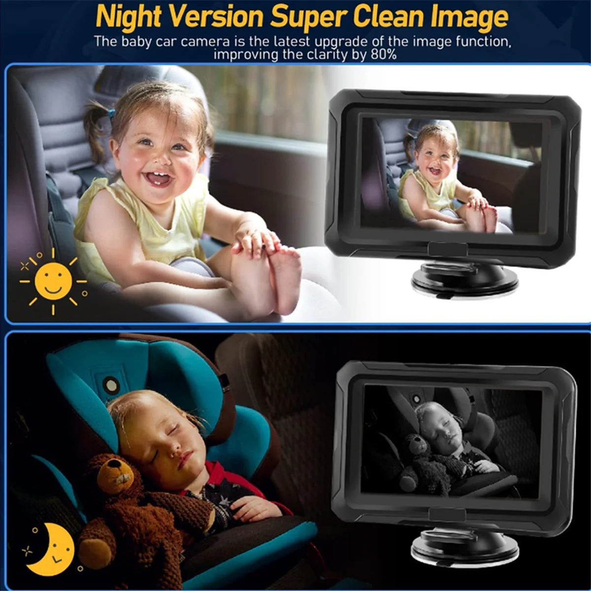 Back Seat Baby Car Camera, Car Seat Camera, Rear Baby Night Vision, Baby Car Monitor,Rearview Mirror