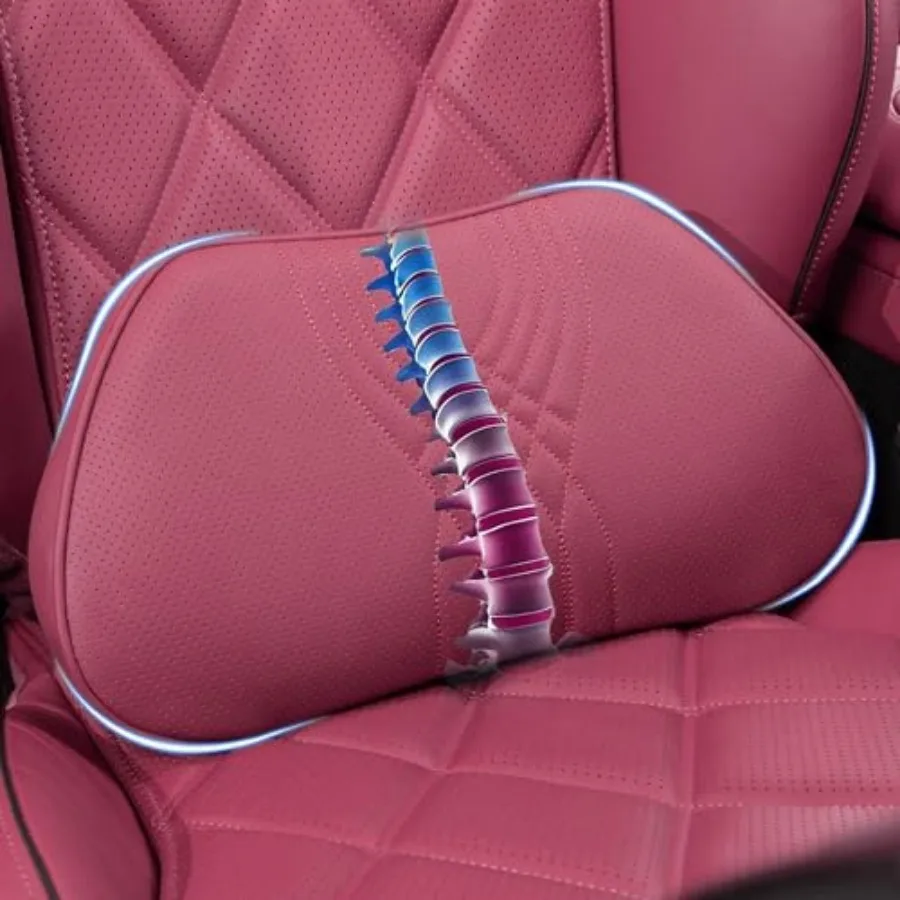 

Подушка для поясницы из кожи наппа с эффектом памяти для автомобильного кресла и офисного стула, для облегчения боли в спине и улучшения осанки