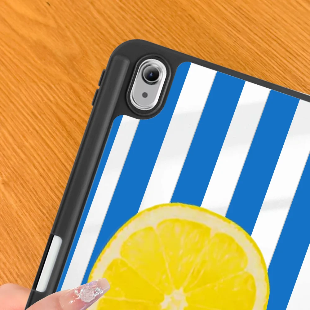 Blue Print Lemon Print With Pen Slot Cover Tablet Case For Samsung For Galaxy Tab S9+ S6 Lite 10.4 inch S10+ S9 FE S10 S7 FE S8