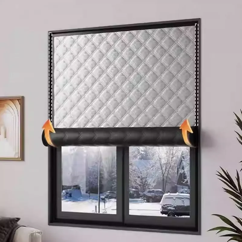 Winter windproof warm curtains, bedroom cold-proof thermal insulation film, sealed windows，Blackout and soundproof