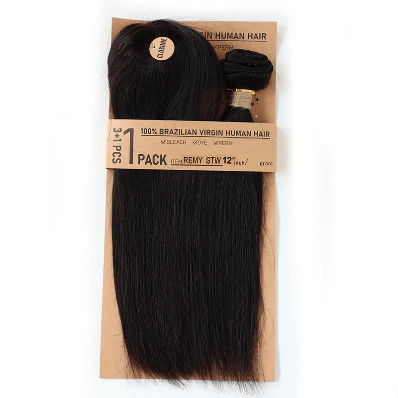 Deep Wave Body Wave Straight Human Hair Bundles With Closure Indian Hair Weave 3 Bundles With Machine Made Closure view 5