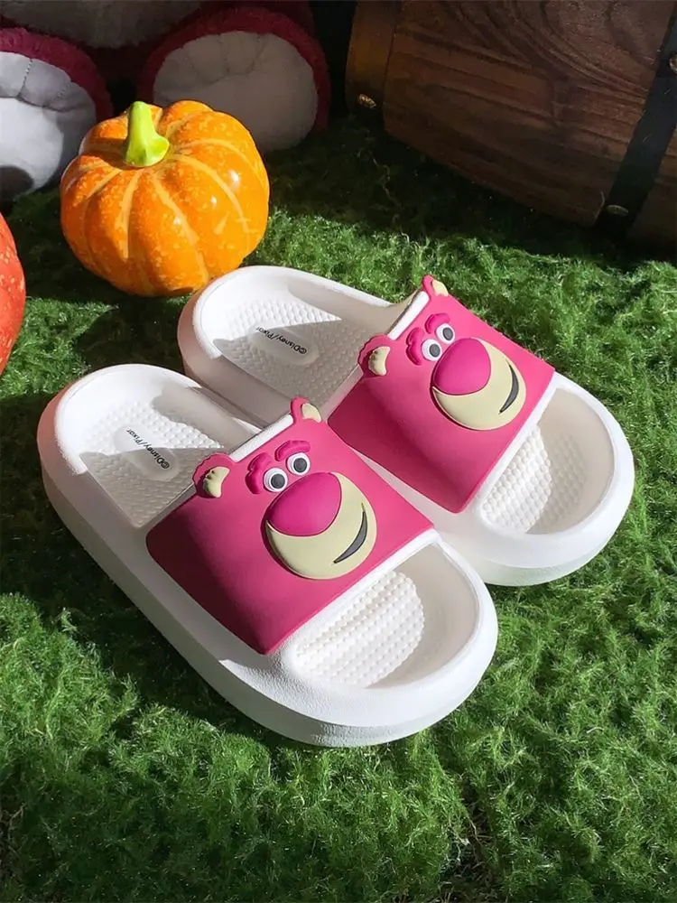 Summer Anti Slip New Home Thick Sole Comfortable Cool Parent Child Strawberry Bear Lotso Fashion Slippers For women sandals
