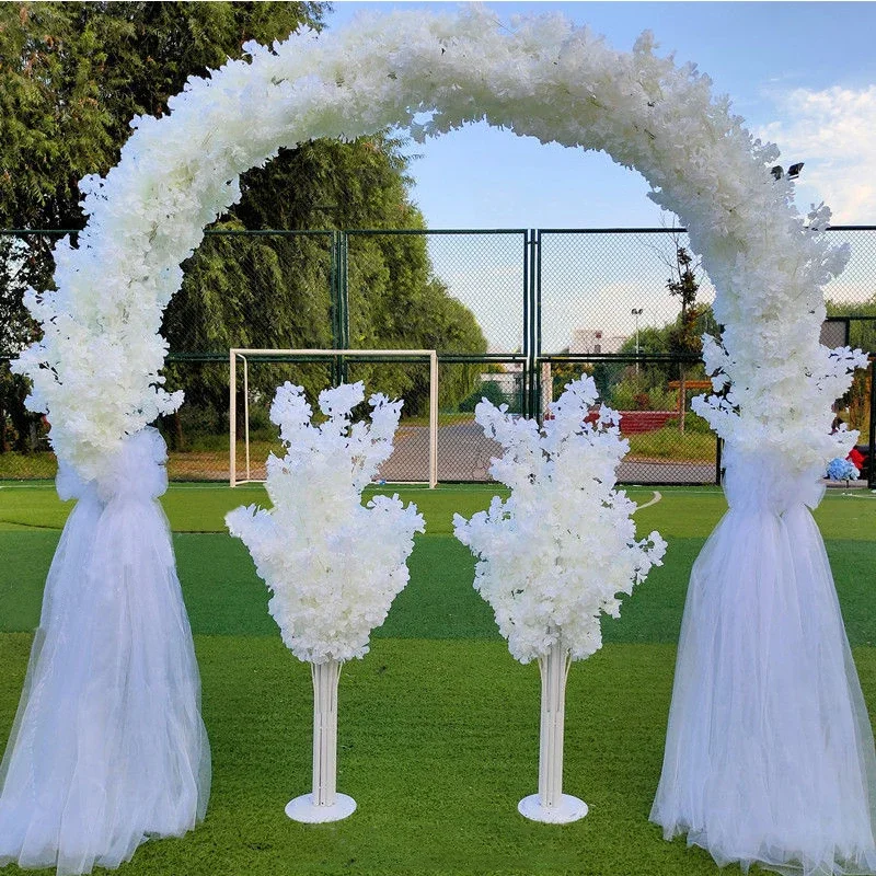 2.5m Metal Wedding Iron Arch Decoration Artificial Cherry Blossom DIY Wedding Arch Background Party Decoration Road Guide Flower