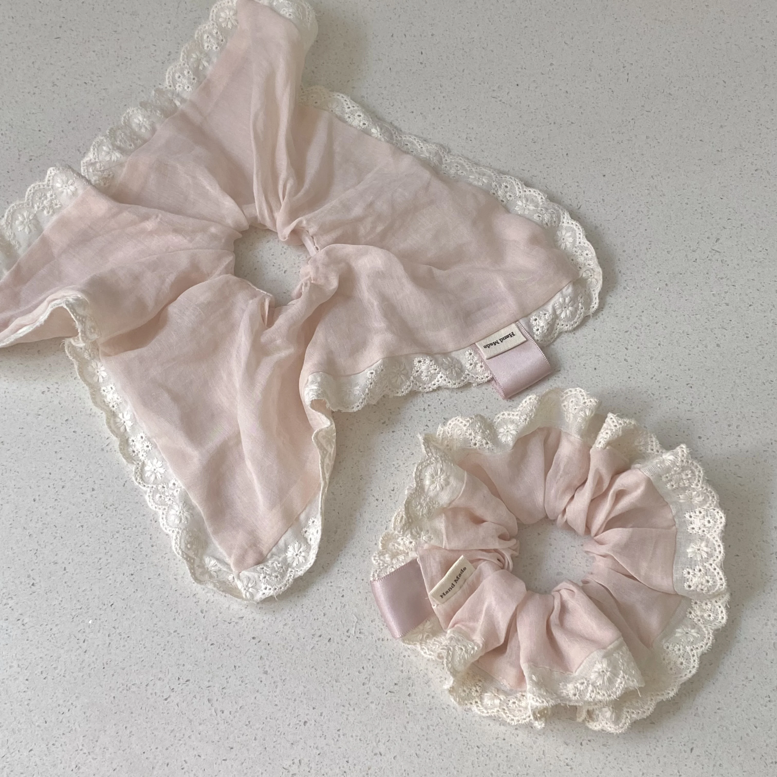 핑크 레이스 헤어 액세서리 세트 1개 - 여성용 로맨틱 스크런치, 데일리 및 파티용 우아한 헤어 타이