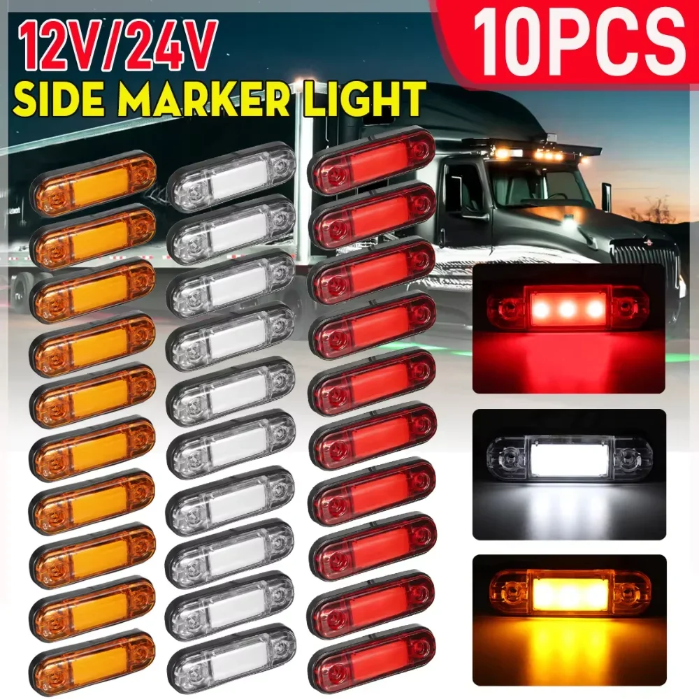 4x/6x/10x 12V 24V 4 LED Car External Side Marker Warning Light Oval Clearance Signal Brake Lamp Trailer Truck Lorry Caravan Bus