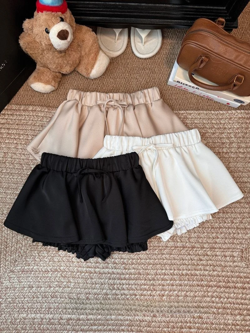 Summer High Waist Acetate Fabric Elastic Waist Belted  Skirt Women's Anti-Light Pants Skirt Half Skirt High Waist Short S...