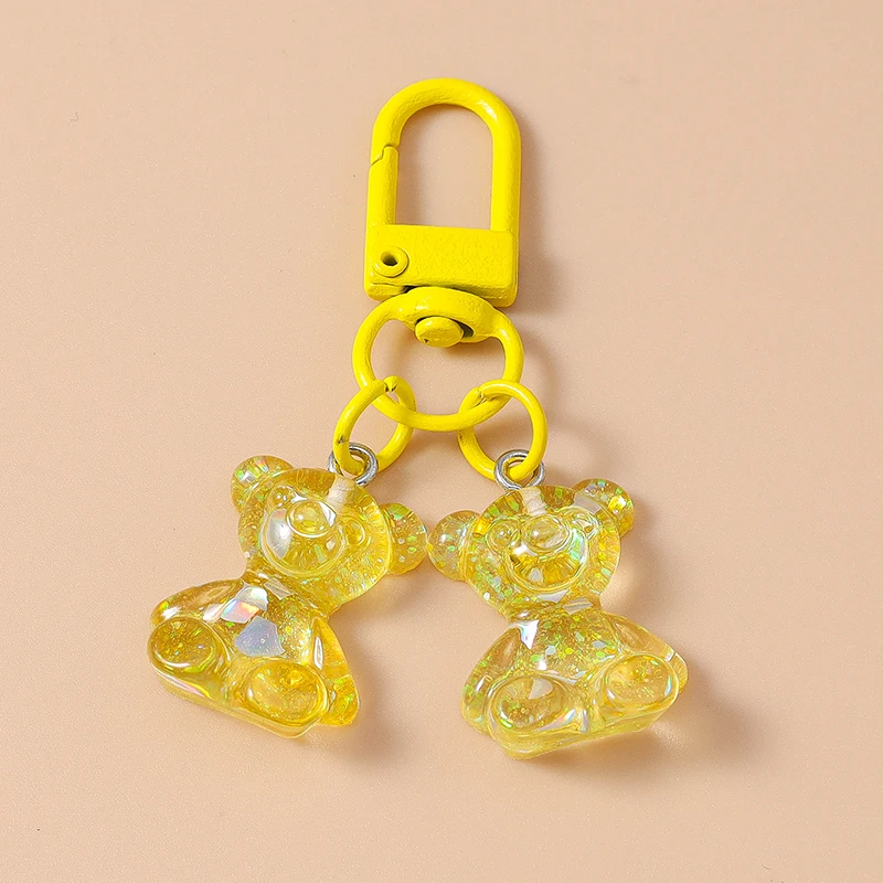Cute Resin Candy Bear Keychain 3D Simulation Animal Key Rings for Women Girls Handbag Pendants DIY Kid\'s Jewelry Gifts