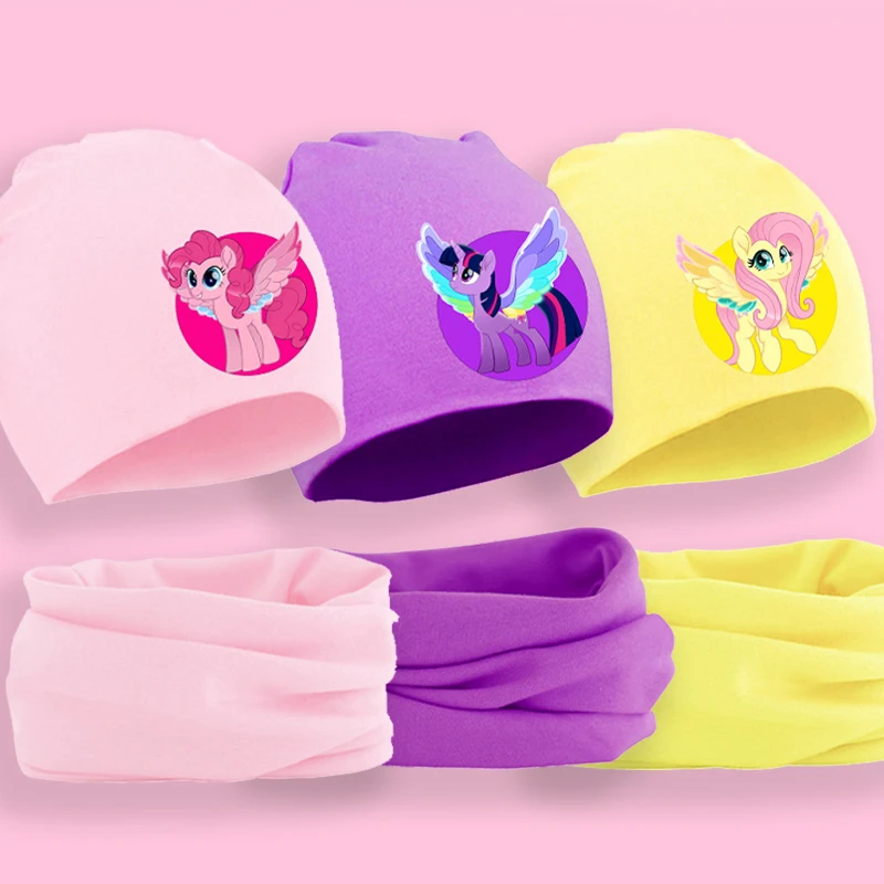 ชุดหมวกและผ้าพันคอ My Little Pony สำหรับเด็กทารก ลายอนิเมะยูนิคอร์น หมวกบีนนี่สำหรับฤดูหนาว ผ้าพันคอสำหรับเด็กแรกเกิด ของขวัญสำหรับเด็กผู้หญิง
