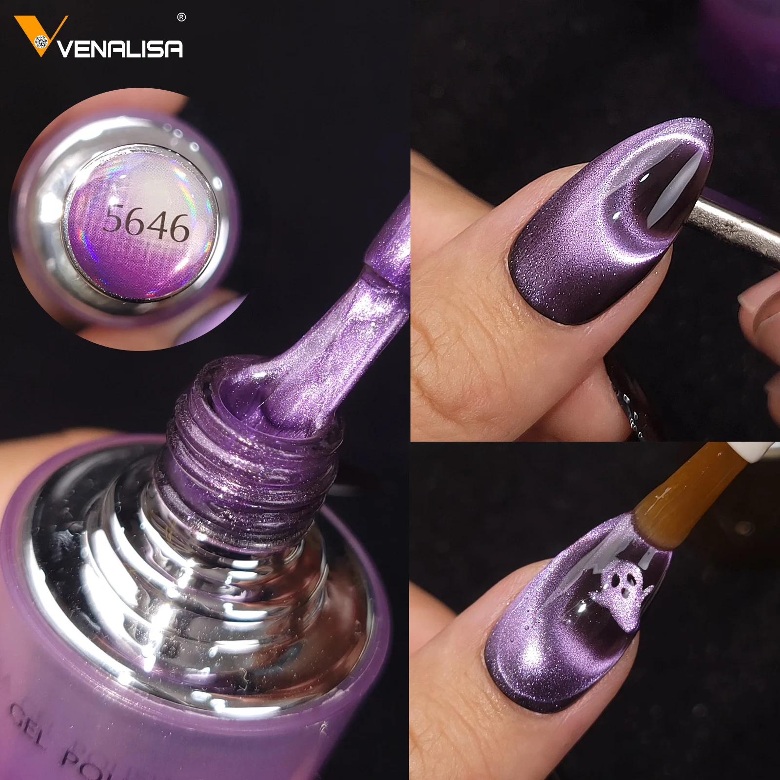 Round Brush Venalisa 1pc*10ml Nail Gel Polish Soft Texture Hema TPO Free Soak Off Sparkle Cat Eye Gel Varnish Set Color Palette