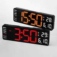 13inch Digital Wall Clock LED Alarm Clock with Calendar Remote Control Table Clock Light Sensing Wall Adhesive Clock for Bedroom