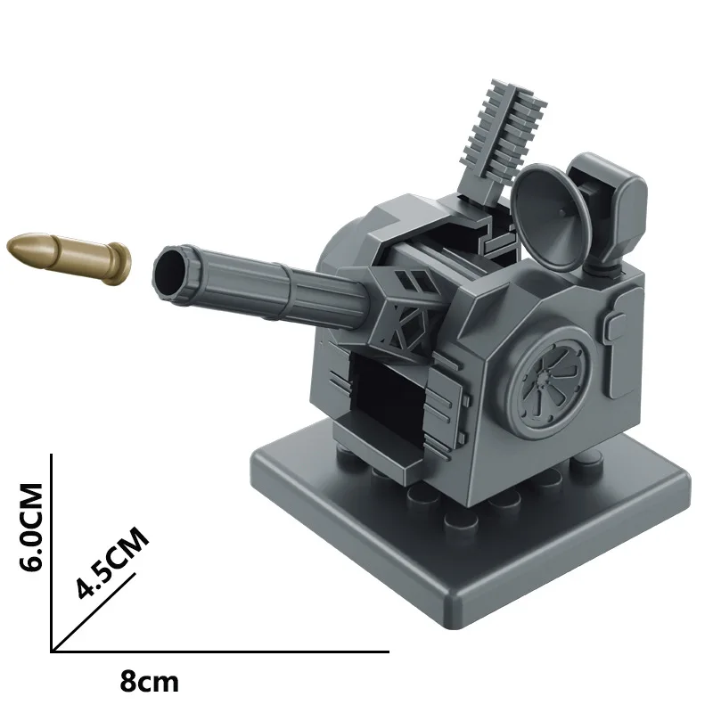 Rotatable Naval Close Defense Turret Building Blocks Assembly Military Weapons Model DIY Collectible Toy For Boys