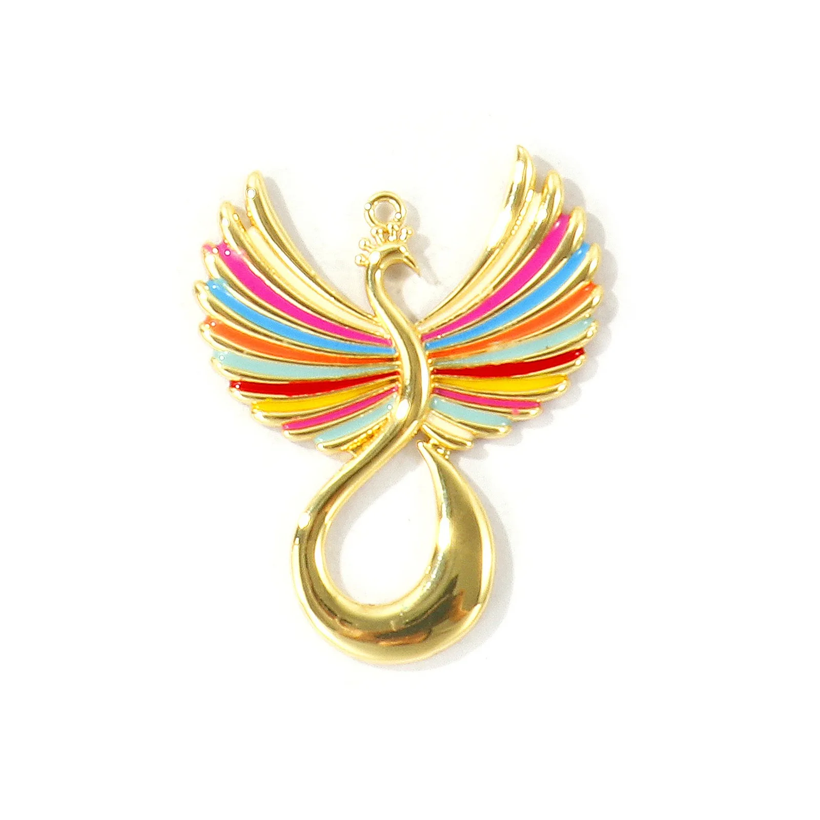 1 Stück Mehrfarbiger Emaille-Phönix-Anhänger, Mythisches Tier, Messing-Charms für DIY-Halsketten, Ohrringe, Schmuckherstellung, Großhandel, 4x3,3 cm – Detail 11