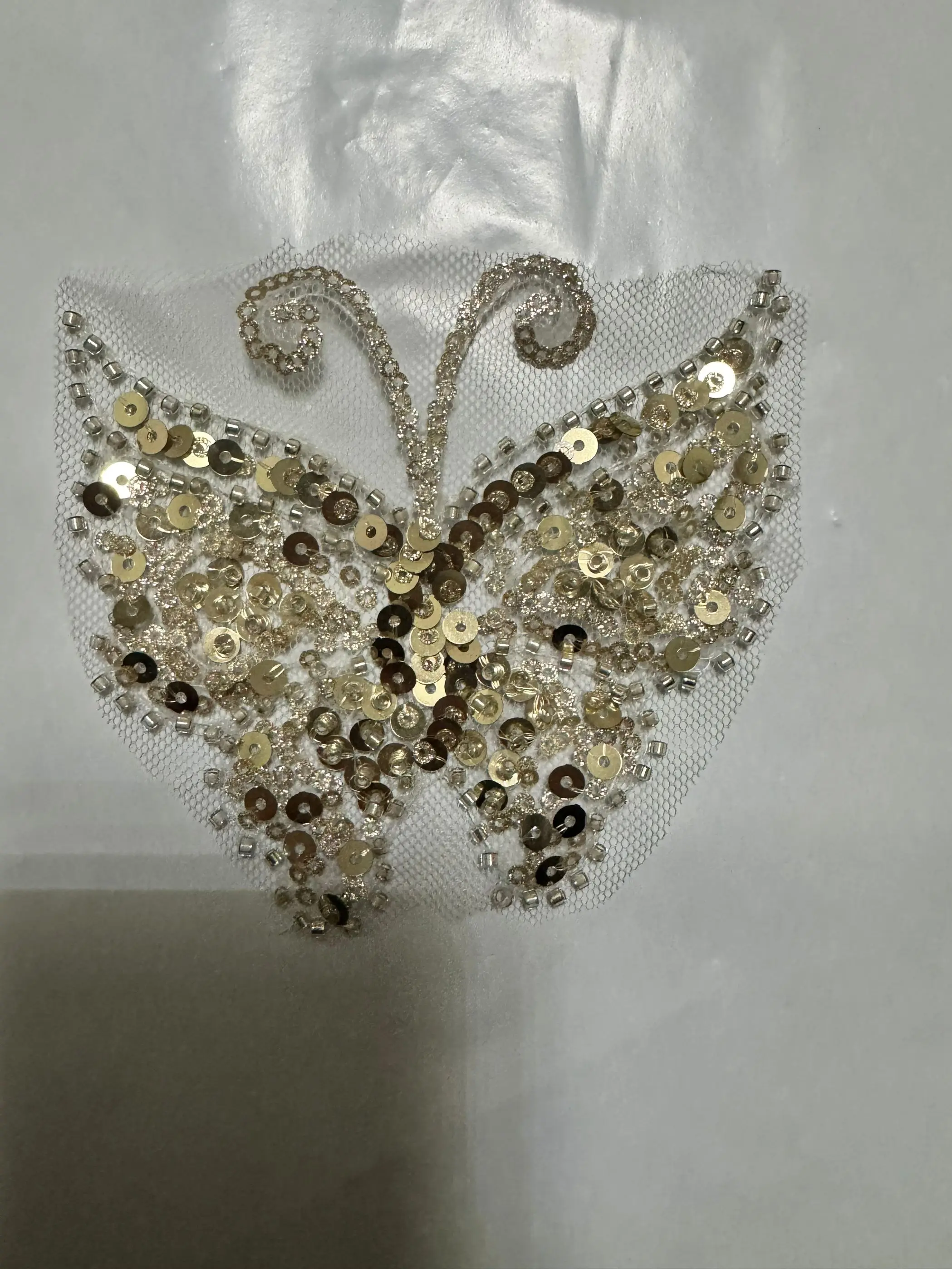 Moda vestido borboleta acessórios lantejoulas contas bordado renda guarnição apliques roupas remendos tecido