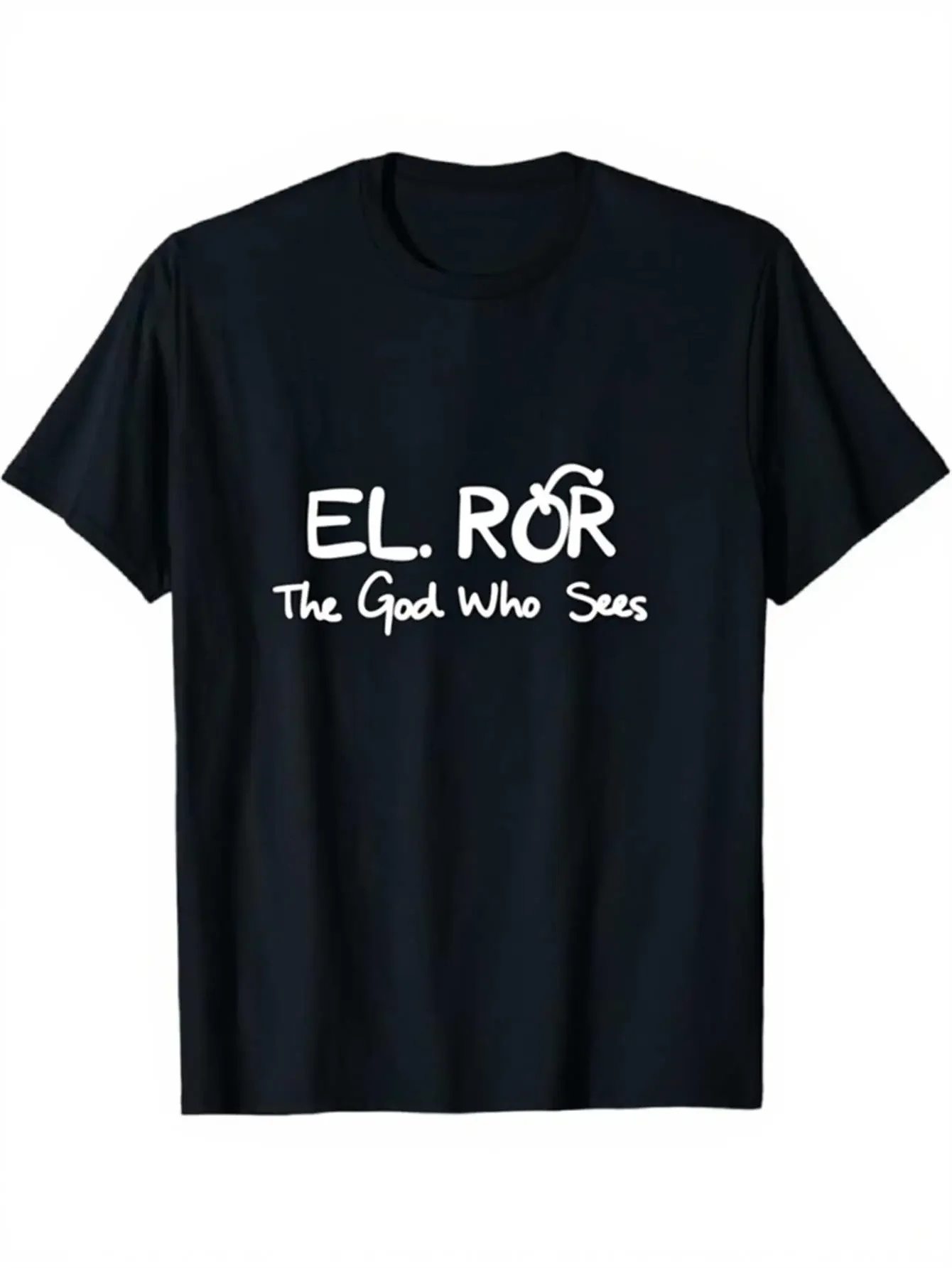 

El Ror The God Who Sees Graphic Tee Breathable Cotton Crew Neck Casual T-Shirt for Men Women