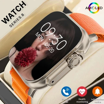 2024 u9 스마트 워치 남성용 49mm 시리즈 8, 2.3 인치 AMOLED 스크린, NFC 나침반, 방수 애플 워치 IWO 울트라 8 스마트워치 및 헤드셋