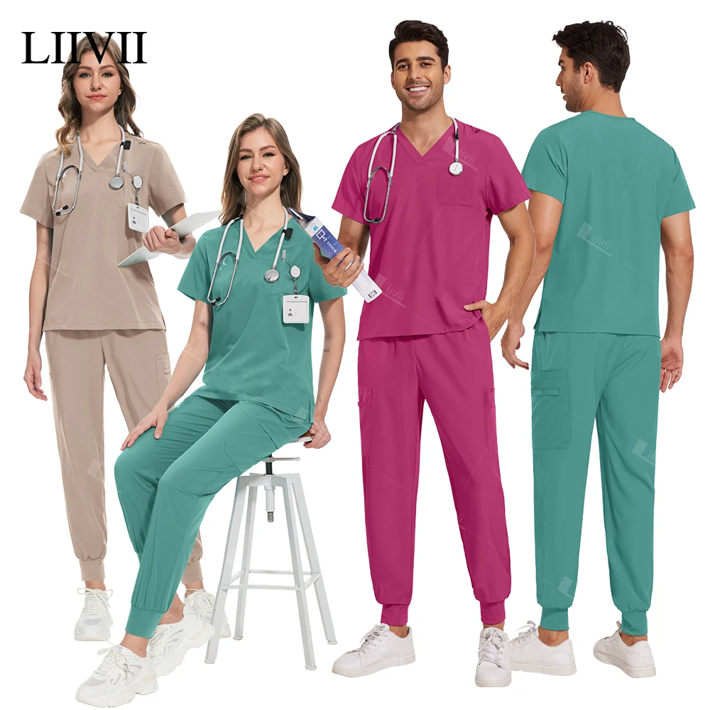 Beauty Salon Workwear Slim Fit Medical Nurse Uniform Women Men Scrub Set Nursing Accessories Hospital Surgery Suit Dental Clinic