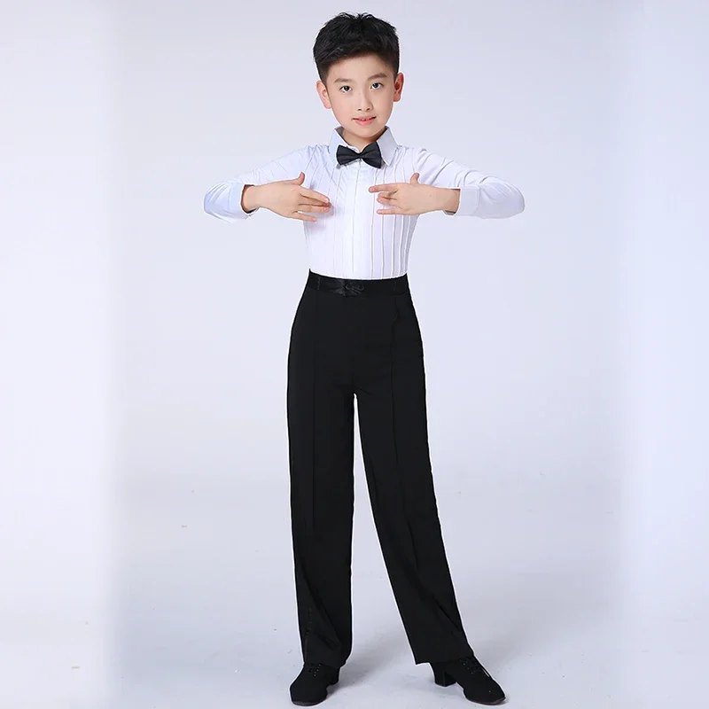 Tenue de compétition latine ylene tango pour enfants, vêtements de danse professionnels, chemise et pantalon salsa pour garçon, salle de Rh