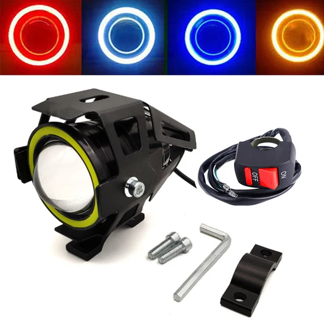 U7 Reflektory motocyklowe Soczewka Biały Niebieski Czerwony Żółty Angel Eye LED Moto Reflektor Samochodowy LED Światło przeciwmgielne Motocykl Jazda Reflektor przedni