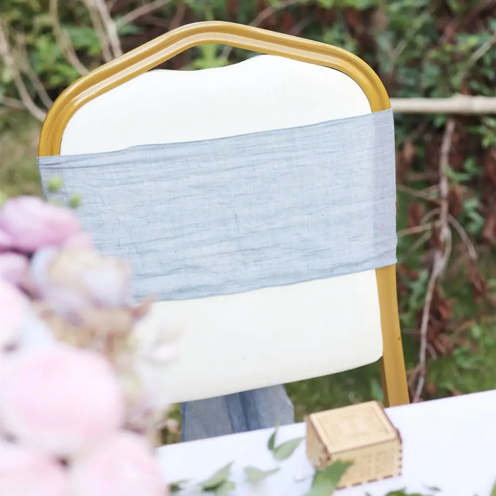 

2Pcs Rustic Chair Sashes Cheesecloth Overlock Tulle Chair Ties Non-slip Elegant Chair Decorative Bows Party Decoration