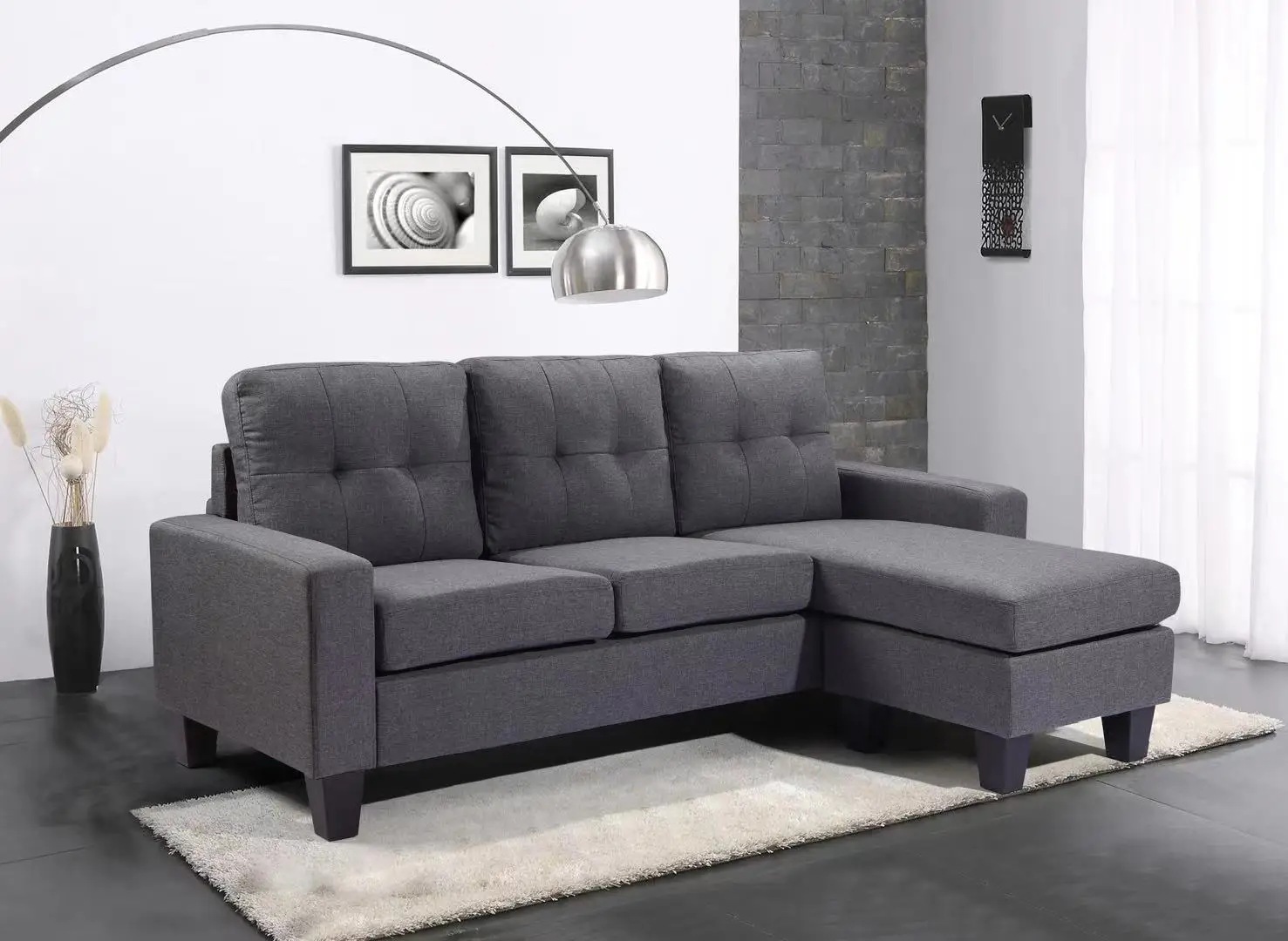 Modern Design Corner Couch Sofa L Shape Sectional Fabric Living Room Sofas