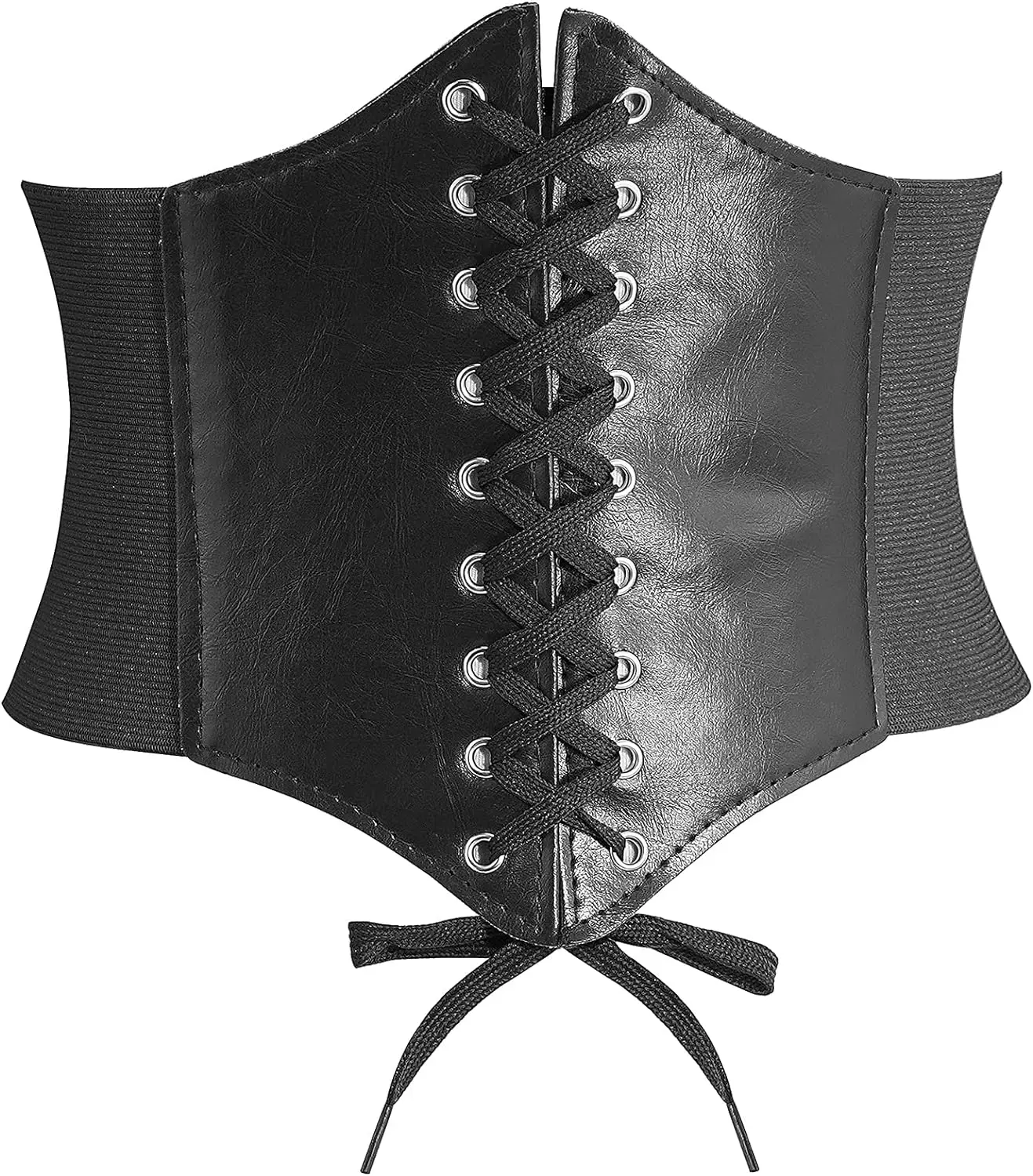 Corset Belt for Women Wide Elastic Tied Waspie Belts Lace-up Leather Waist Belts for Women Dresses