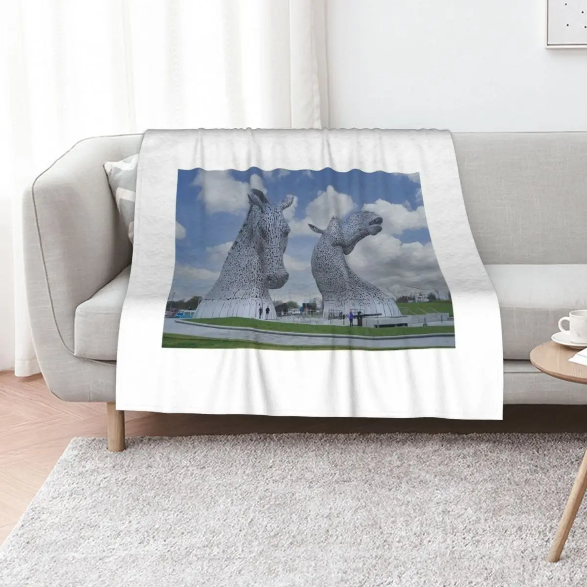 The Kelpies, Helix Park, Falkirk, Scotland, the Kelpies are the largest equine sculptures in world Throw Blanket
