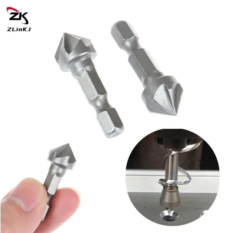 Small Hexagonal Handle 6 Flute Countersink Drill Bit Chamfering Tool Chamfering Cutter Woodworking HoleOpener Spot Facer Reaming