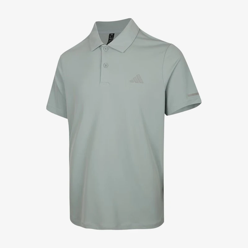 Adidas genuine new men's light gray green simple knitted short sleeved polo shirt KX2743
