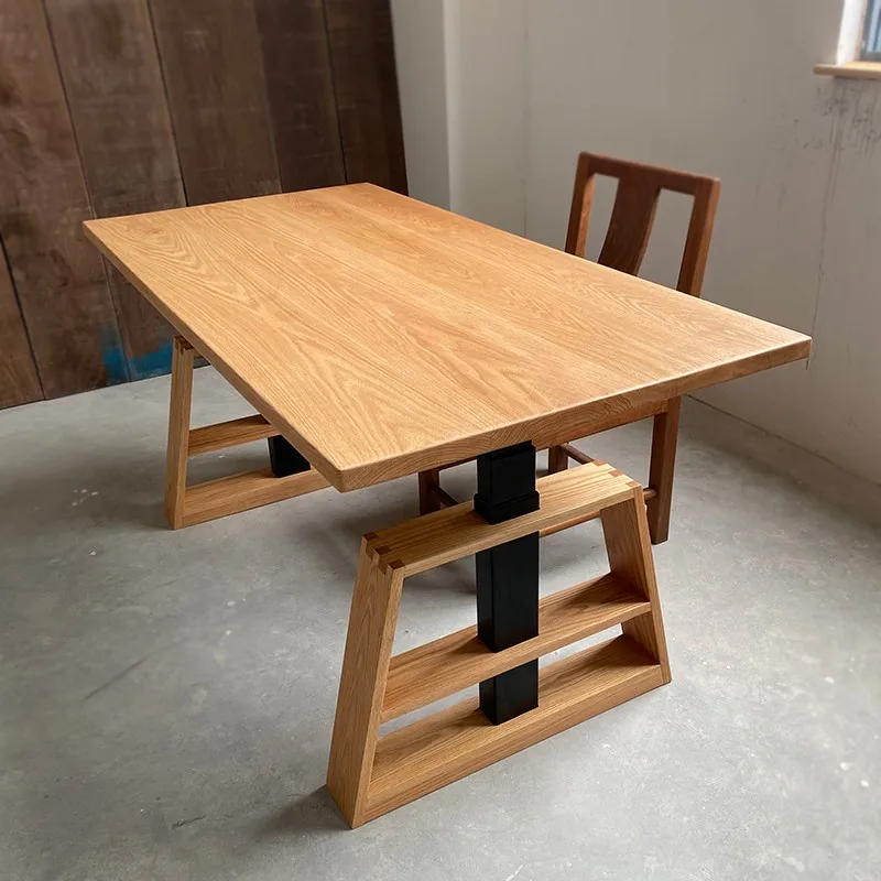 Pure solid wood electric lifting table smart desk large board table home study table workbench
