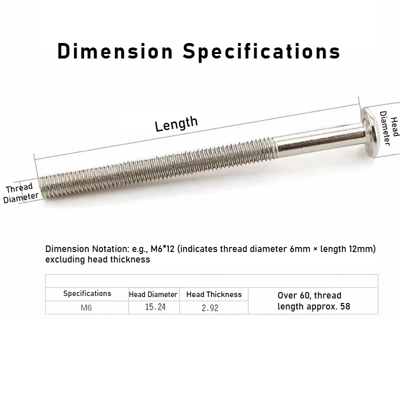 M6 Nickel-plated Carbon Steel Cross Phillips Beveled Edge Screw Bolt Hardware Screws For Cabinetry Furniture Crib Accessories