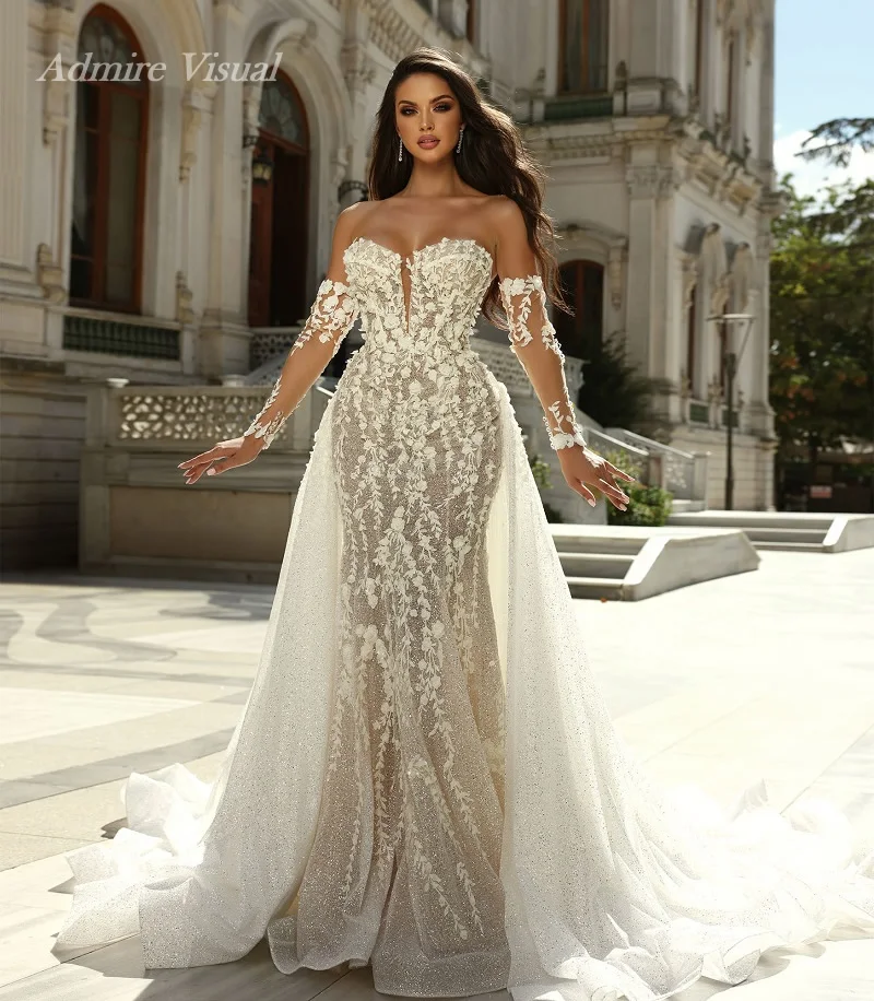 

Свадебное платье Admire Visual Sparkle с кружевом и эффектом русалки, 2 в 1, со съемными рукавами, индивидуальный пошив для невесты