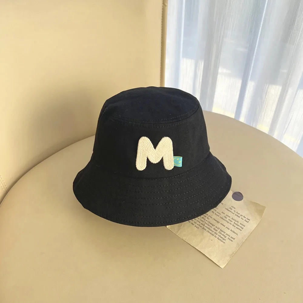 

Casual Embroidery Letter Bucket Hat Solid Color Cotton Kids Basin Cap Sunshade Visors Fisherman Hats 2-8Year Boy Girl