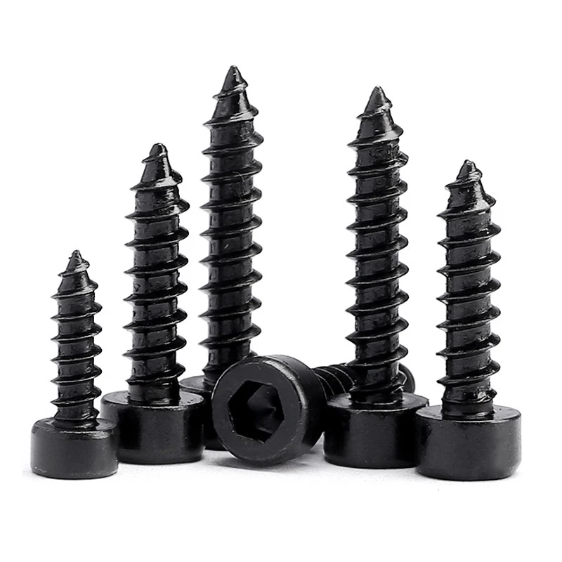 10/ 20/ 50pcs M1.7 M2 M2.2 M2.3 M2.5 M2.6 M3 M3.5 M4 M5 Black Carbon Steel Hexagon Socket Cap Head Self Tapping Model Screws