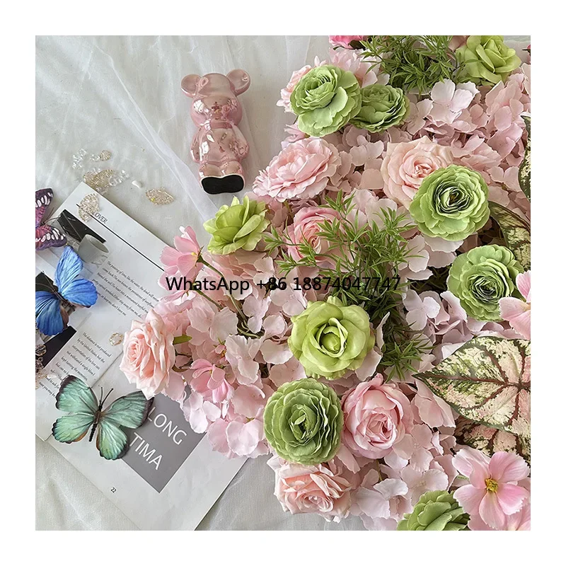 D222 Artificial Pink Flower Wall New Products Versatile Cost-effective  Wedding Decoration High Quality