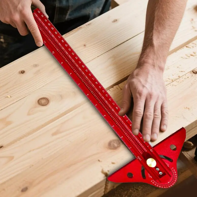 Herramienta de trazado de madera, regla para carpintería, regla de calibre multifuncional ligera de aluminio de alta precisión ajustable cuadrada para enmarcar