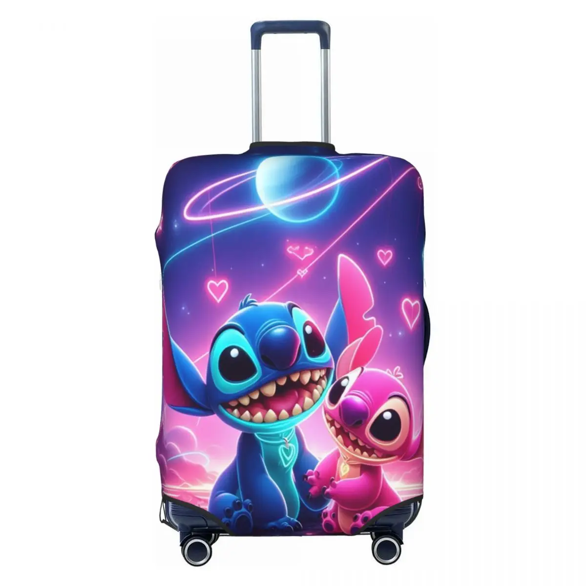 

Cute Stitch Angel Galaxy Travel Luggage Cover Elastic Little Monster Suitcase Cover Protector Fit 18-32 Inch