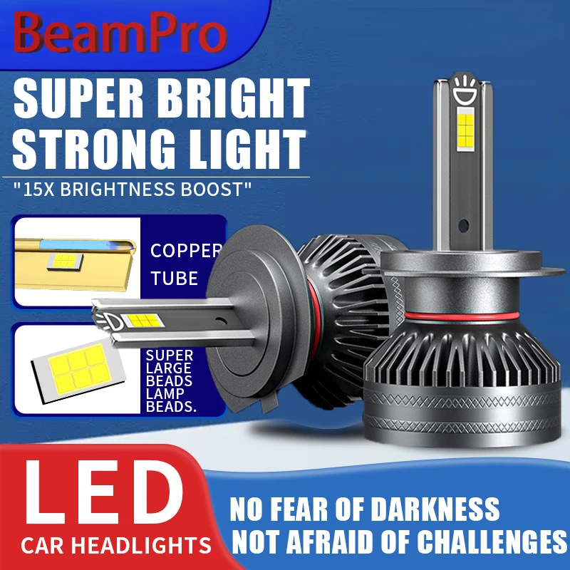 BeamPro K5C H7 LED 100000LM Headlights Canbus 8000K H1 H4 H11 9012 HIR2 H8 H9 9005 9006 HB3 HB4 High Power 6000K 3570 CSP Chips