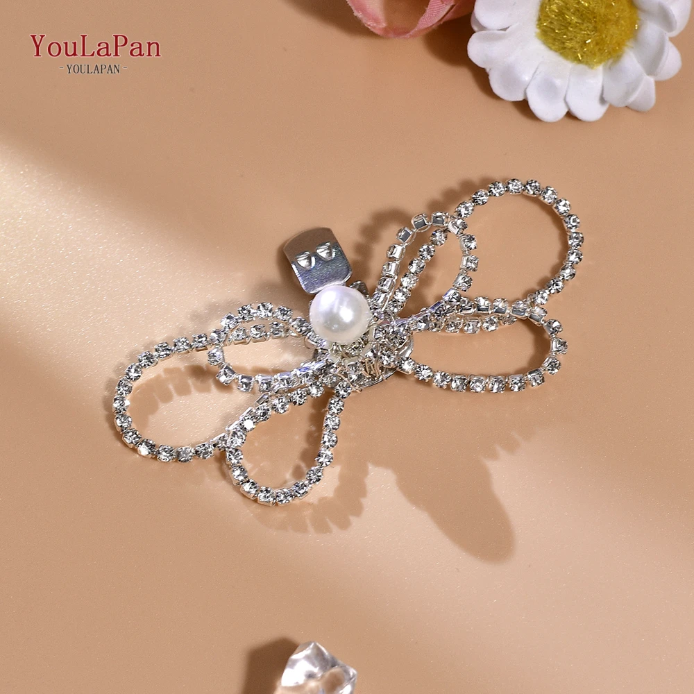 YouLaPan Silver Color Rhinestone Shoe Buckle Wedding Bride Pearl Shoe Decoration Handmade Shoe Clip High Heels Accessory HX66