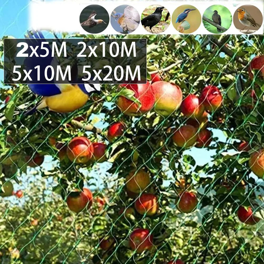 

Large Garden Anti Bird Netting Green Heavy Duty Mesh Pond Pool Plant Fruit Tree Protection Net Durable Bird Animal Barrier 5/10M